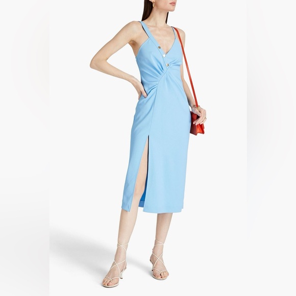 SANDRO Ruched midi dress - light blue - Picture 9 of 10